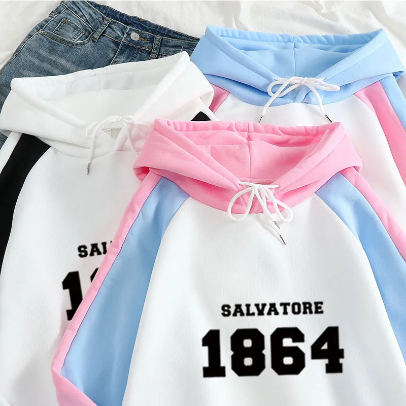 

Winter Oversize Fleece 1864 fashion letters pop Korean loose Sweatshirt Printing Casual Winter loose Stitch Hooded
