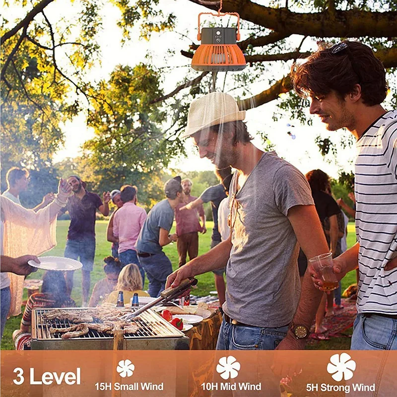 

Portable Camping Fan with LED,Rechargeable Tent Fan with Remote Control,Power Bank,USB Fan for Picnic,Barbecue,Fishing