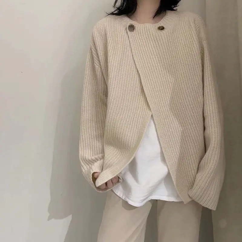 

Женский кардиган с длинным рукавом, свободный свитер, шикарная дизайнерская женская верхняя одежда, Женский вязаный джемпер, зимняя одежда,...