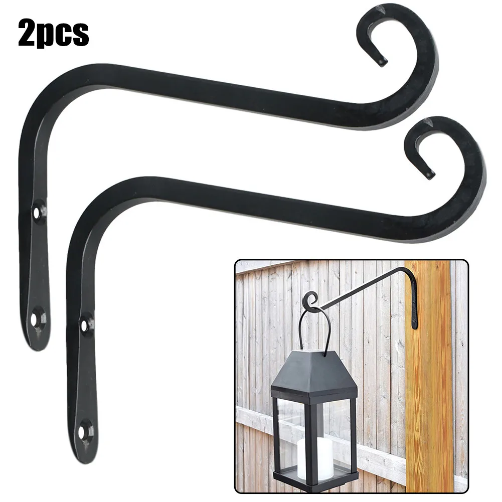

2PCS Flower Pot Hook Metal Hanging Basket Bird Feeders Brackets Outdoors Garden Plant Hanger Wall Mounted Hook Garden Decor