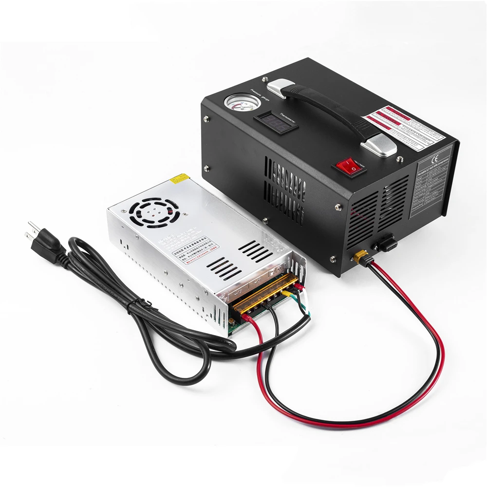 

New Model Big Gauge 12V Portable Pcp Air Compressor 4500PSI with 110V 220V Transformer