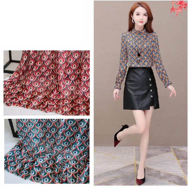 

150cm Couture fashion feather silk satin Chiffon Fabric,Digital colorful Floral prints,smooth,skirt sewing,craft by the piece