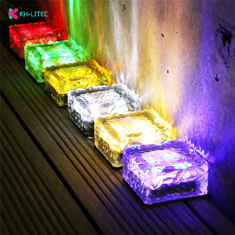 

Lawn Solar Garden Light 4 LED Brick Ice Cube Solar Lights Outdoor Decoration Lamp for Stair Pathway Driveway Landscape Patio