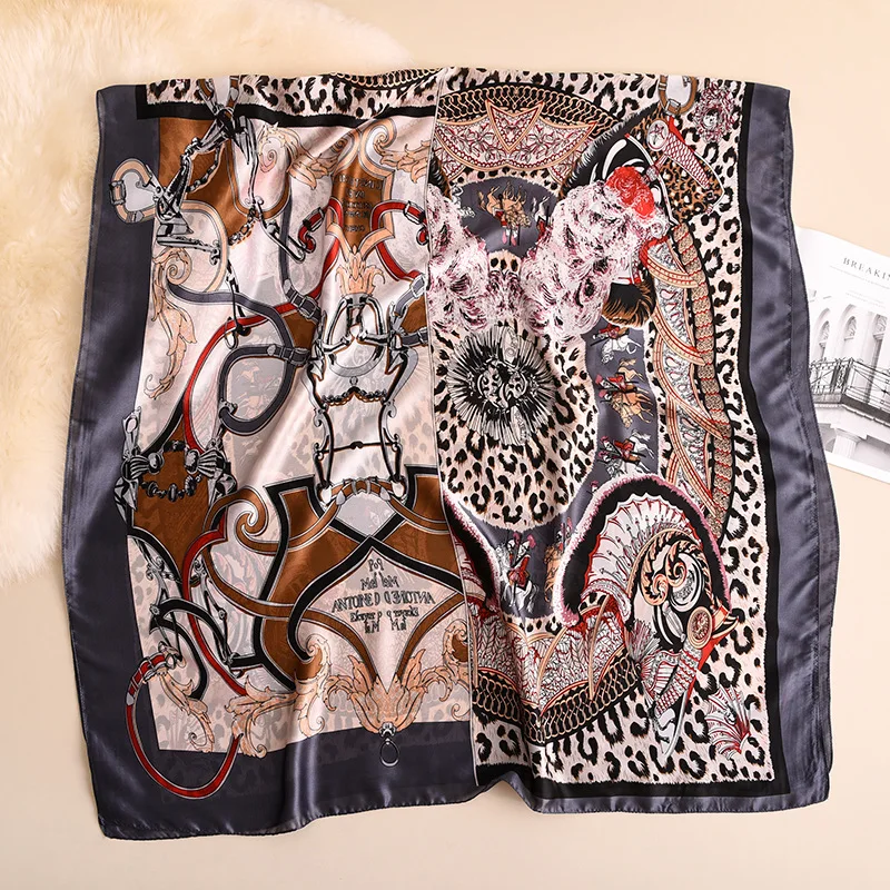 Новинка 2019 г. хиджаб пляжный шелковый шарф с леопардовым принтом женские шали