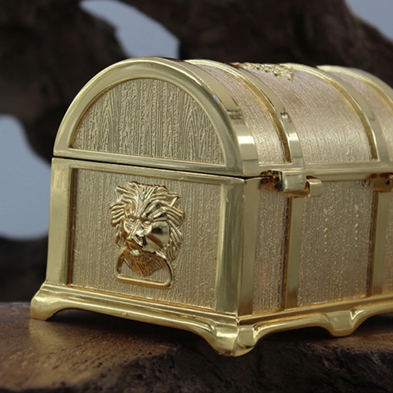 

Retro Zinc Alloy Antique Treasure Chest Box Durable Jewelry Storage Organizer Q6PD