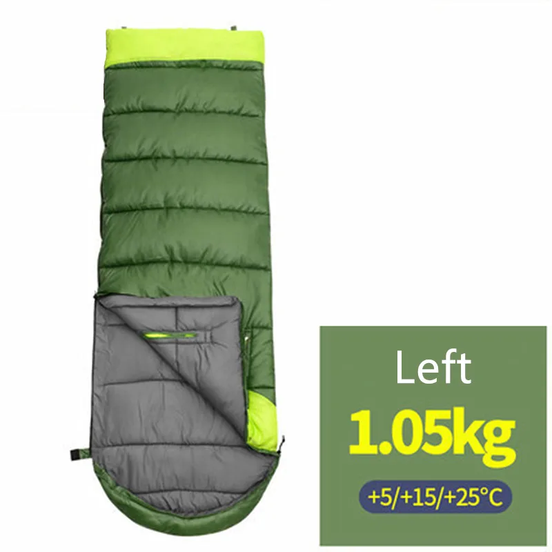 Green 1.05kg (Left) Водонепроницаемый дорожный спальный мешок на молнии, ветронепроницаемый конверт для путешествий, походный мешок для путешествий на открытом воздухе Hikin - Цвет: Green 1.05kg (Left)