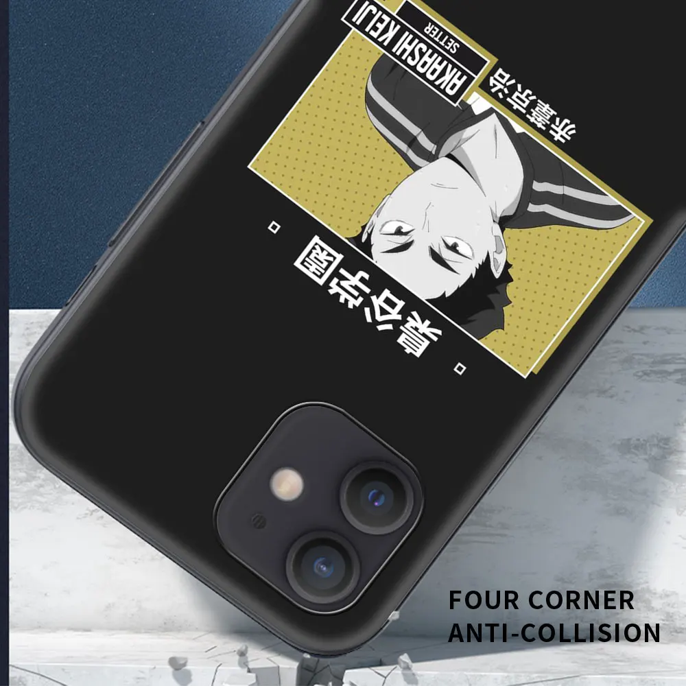 

Phone Case For iphone 12 pro max 11 8 7 6 s XR Plus Haikyuu Figure Black Softshell for IPHONE X XS SE 2020 mini TPU shell