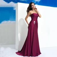 elegant red wine strapless mother of the bride dress for woman sweep train zipper back simple satin groom mom bridal gown a line