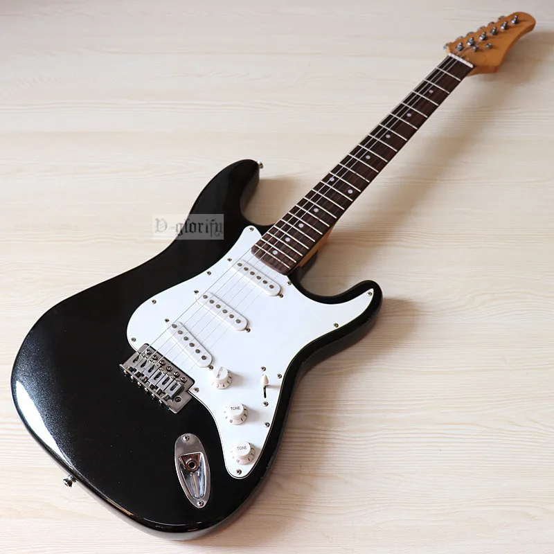 

High gloss 6 string electric guitar metallic black basswood top Canada maple 39 inch electric guitar