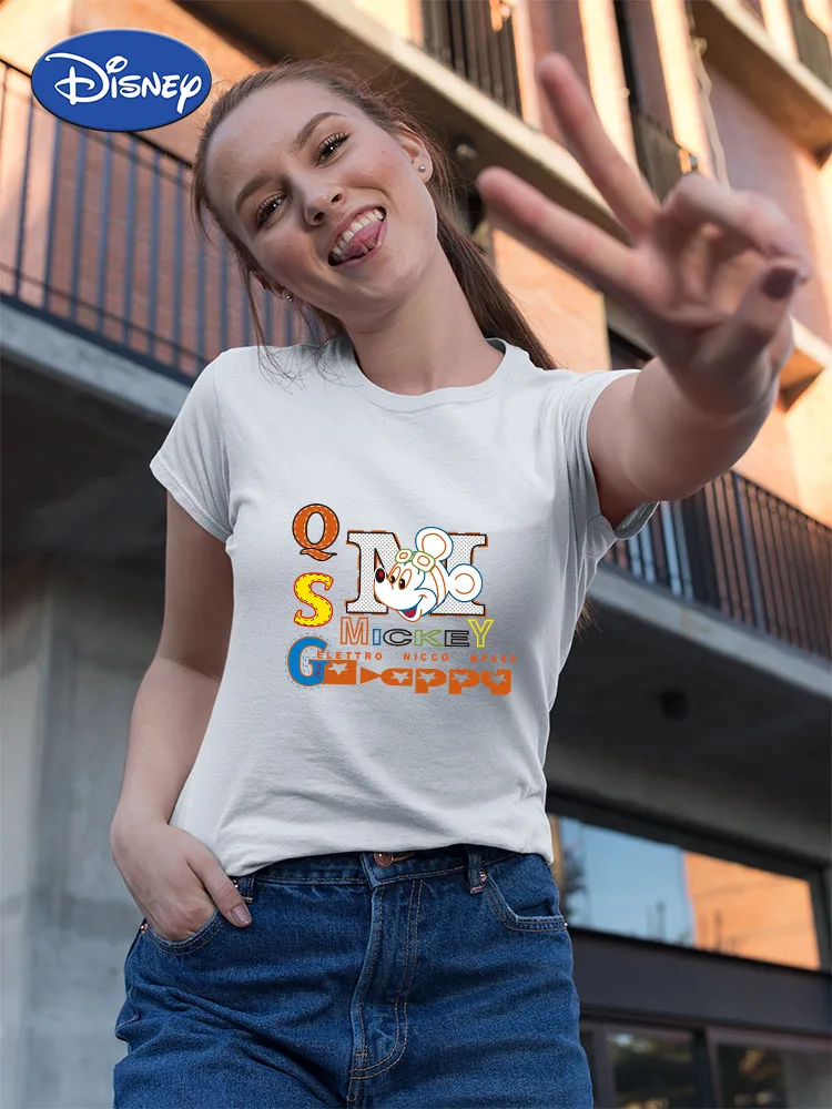 

QSG Disney Mickey Aviator Street Summer 2022 Girl Power T-Shirt Y2K Harajuku Ropa Tumblr Mujer Short Sleeve Top Wholesale Tshirt
