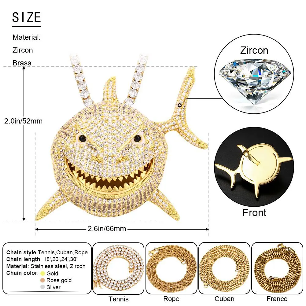 6IX9INE цепочка ожерелье губа Акула золото серебро ювелирные изделия подарок