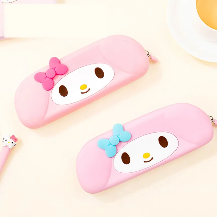 

6 pcs/lot Kawaii Pink Rabbit Silicone Pencil Case Cute Pencil bag box Stationery Pen Pouch Office School Supplies Zakka