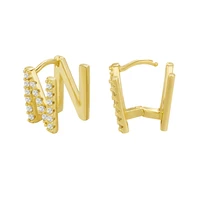 n58f 26 letter zircon ear studs small and exquisite double layer zircon letter u ear buckle ear clip ear ring jewelry gift