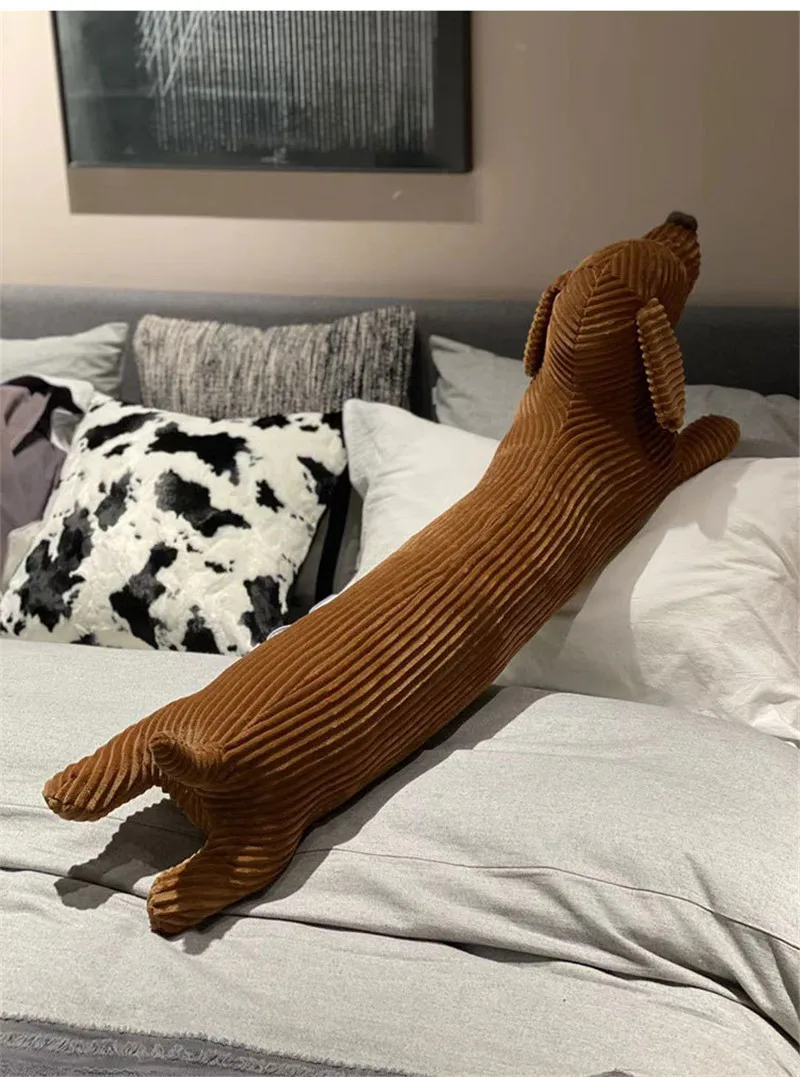 

55~120cm Dachshund Dog Shape Plush Pillow Lifelike Stuffed Throw Cushion for Sofa Chair Home Decoration Animal Pillow