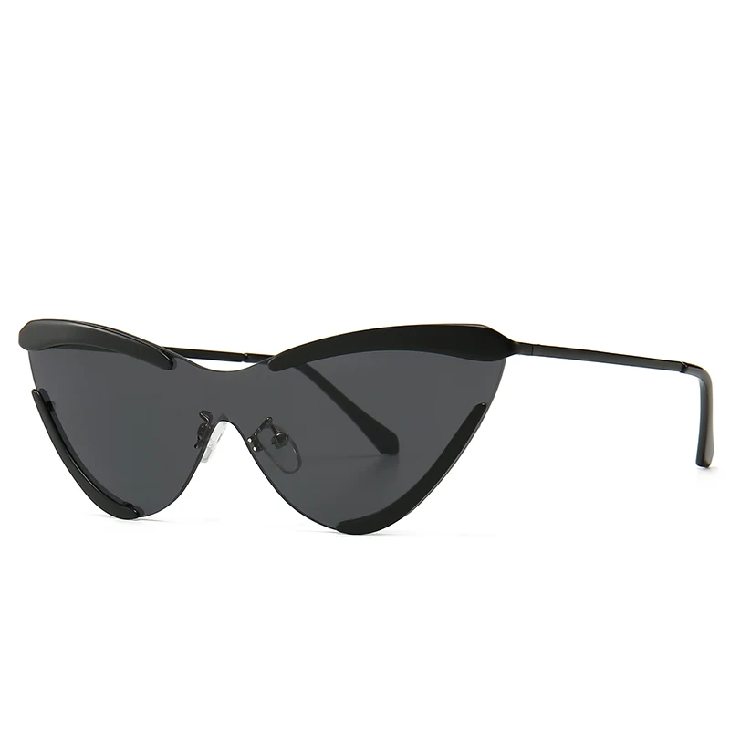C1 Black Gray Женские сексуальные солнцезащитные очки кошачий глаз, итальянский бренд, дизайнерские маленькие цельные солнцезащитные очки без оправы, модные очки «кошачий глаз», синие желтые оттенки - Lenses Color: C1 Black Gray