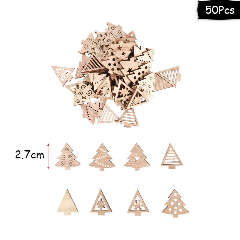 50pcs wooden decor Natal Merry Christmas Висячие белые снежные фольга Swirl баннер гирлянда Рождественские украшения для дома новогодние вечерние Navidad Kerst - Цвет: 50pcs wooden decor