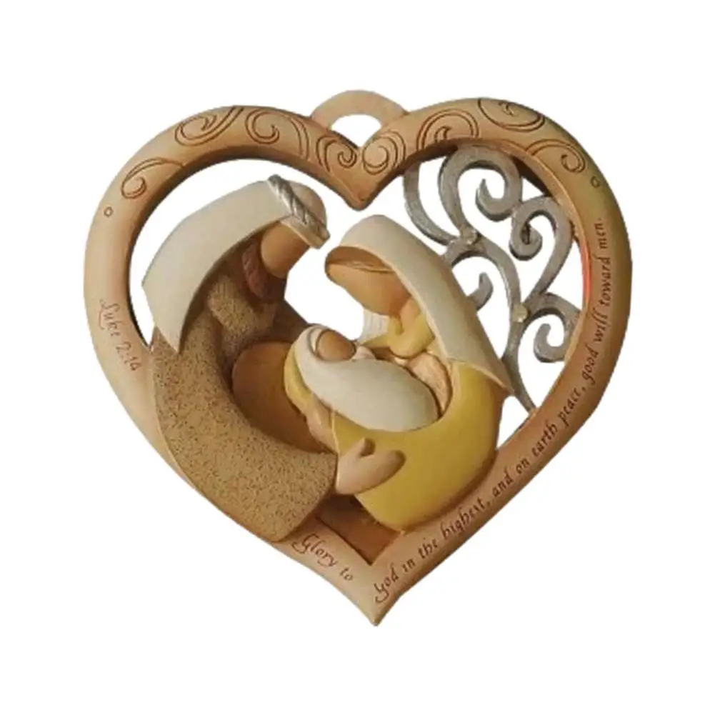 

Family Of 3 Love Ornament Christmas Wooden Tree Pendant For Home Christian Christmas Holy Family Ornament