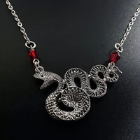 goth snake entangled crystal beads pendant necklace witch christmas gift for women girls new fashion jewelry