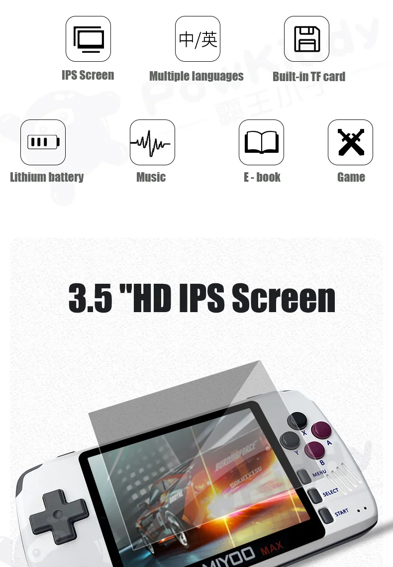 Powkiddy q80 Ретро видео игровая консоль трубка 3," ips экран Встроенный 1000+ игры открытая система PS1 симулятор 16G памяти новые игры