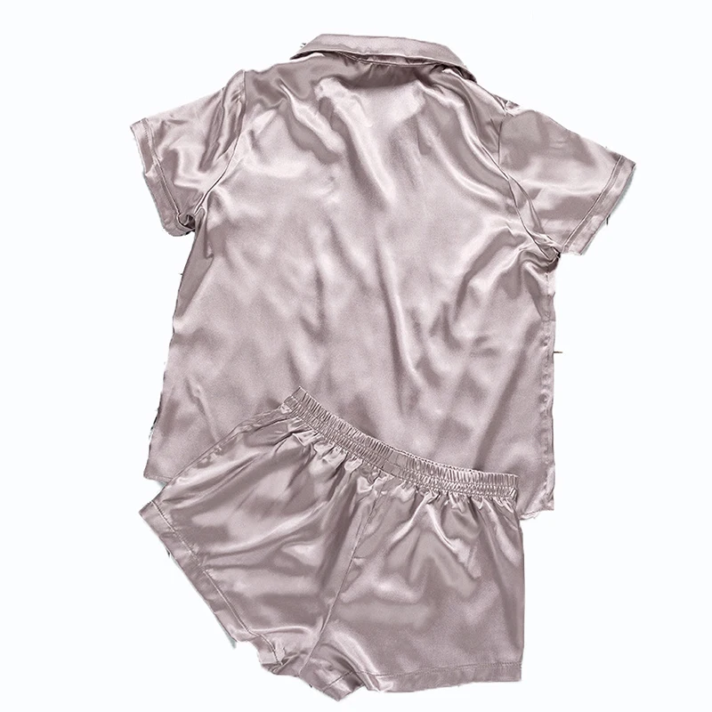 

Satin Nightshirt With Shorts Nightwear Suit Silk Pyjama Short Sleeve Casual Pajama Sets Women Sleepwear Summer