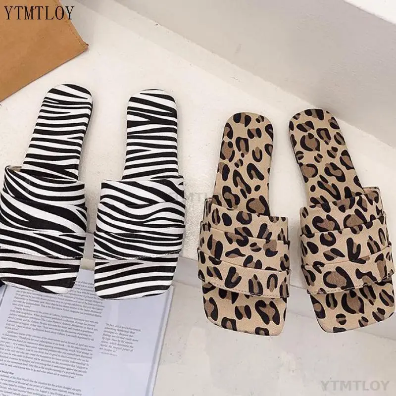 

2021 New Fashion Zebra Striped Slides Outside Summer Women's Slippers Flat Ytmtloy Leopard Zapatillas Mujer Casa Sapato Feminino