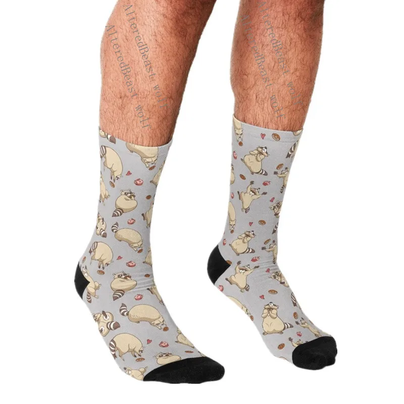 

Men's Funny socks Raccoons Love Printed Socks harajuku Men Happy hip hop Novelty cute boys Crew Casual Crazy Socks for men