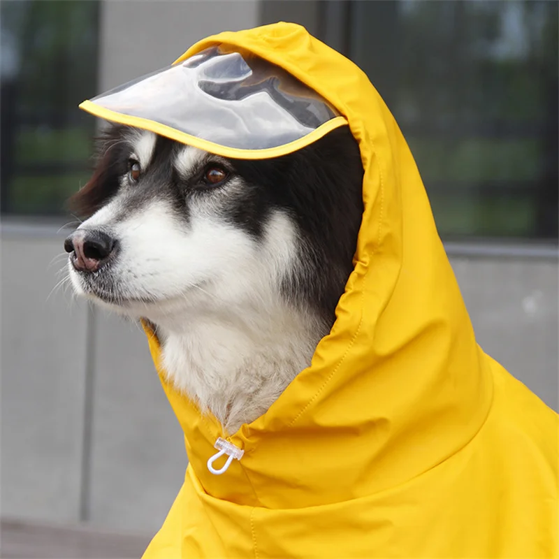

Yellow Waterproof Dog Raincoat PU Pet Poncho for Large Dog Golden Retriever Big Dog Rain Coat Corgi Raining Coat For Small Dog
