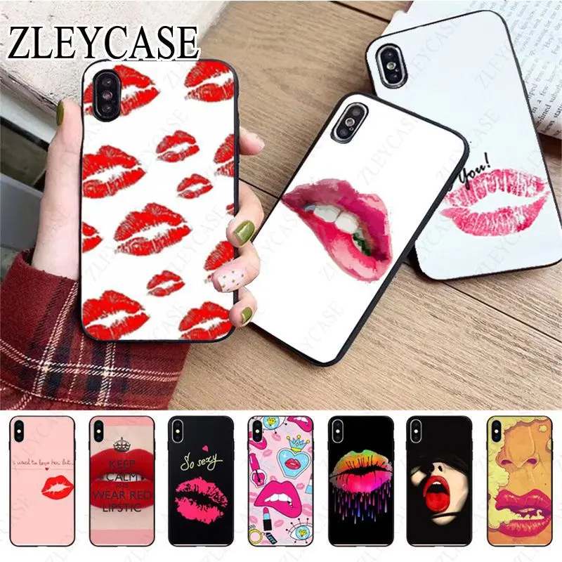 graffiti girl lips black soft phone case for iphone x xs xr xsmax 11 11pro max 5s se 2020 6splus 12pro max 7 8plus case cover free global shipping