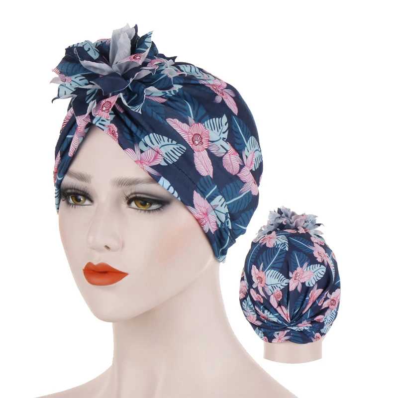 Женские богемные внутренние хиджабы хлопковые тюрбан с принтом головной убор в