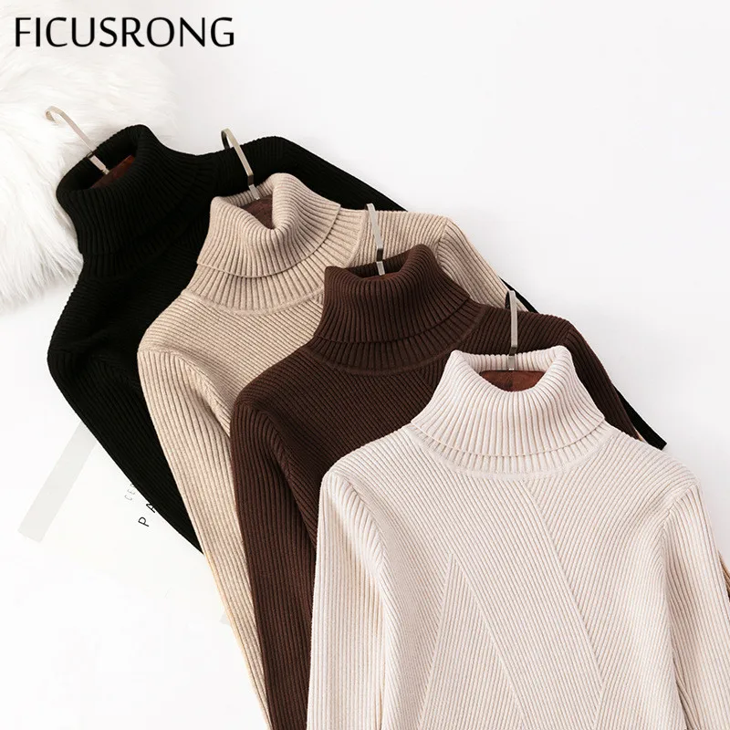 Женский свитер с высоким воротом новинка плотный пуловер джемпер вязаный