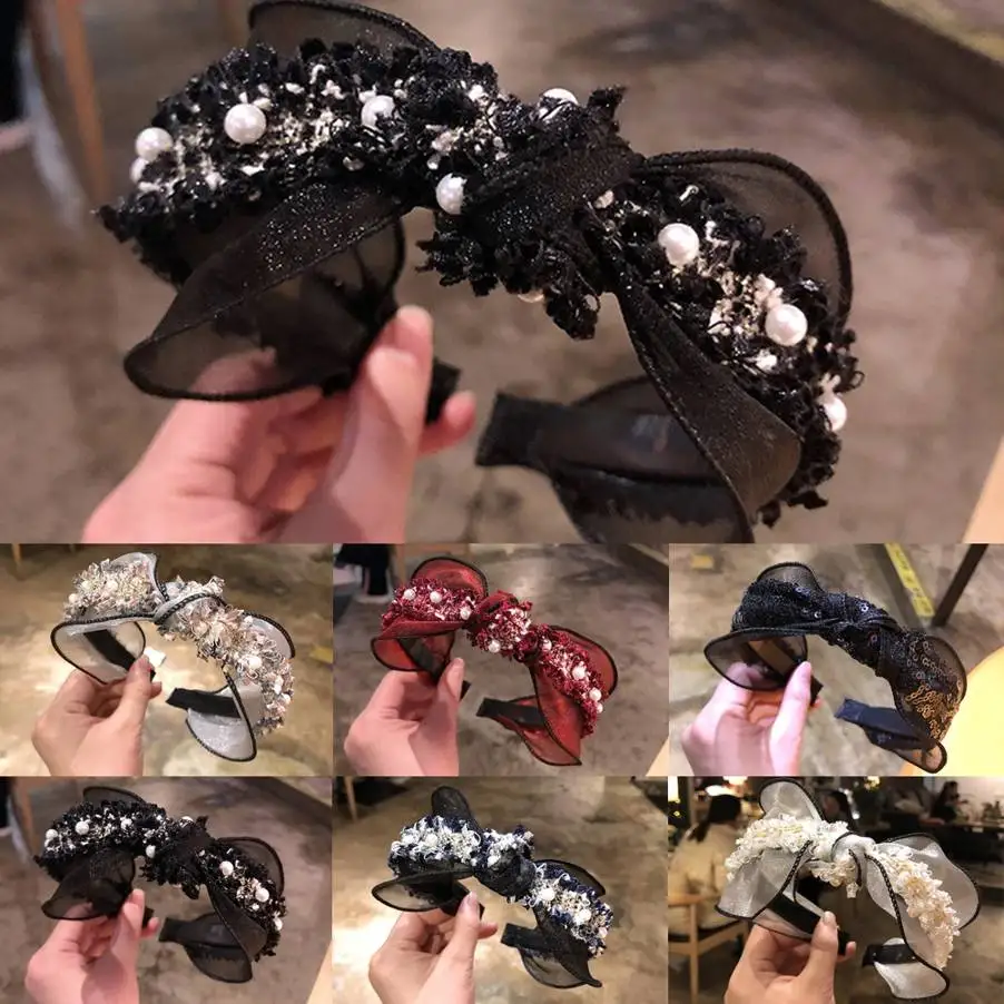 В Корейском стиле украшенная жемчугом лента для волос женщин ободок простой