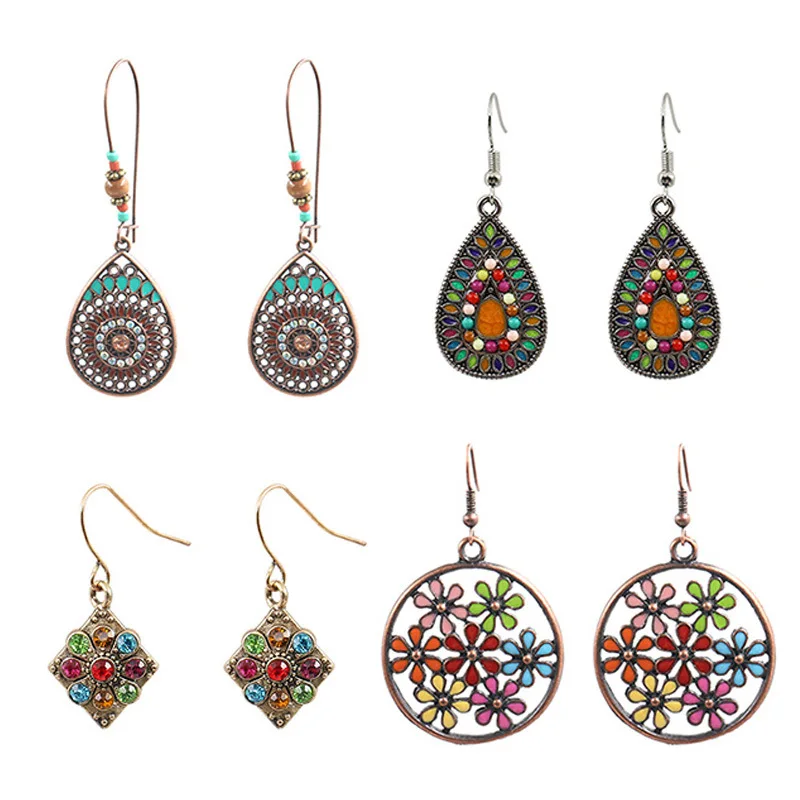 

Vintage Hanging Earring Boho Pendientes Earrings For Women Accessories For Jewelry Natural stone Indian Earrings