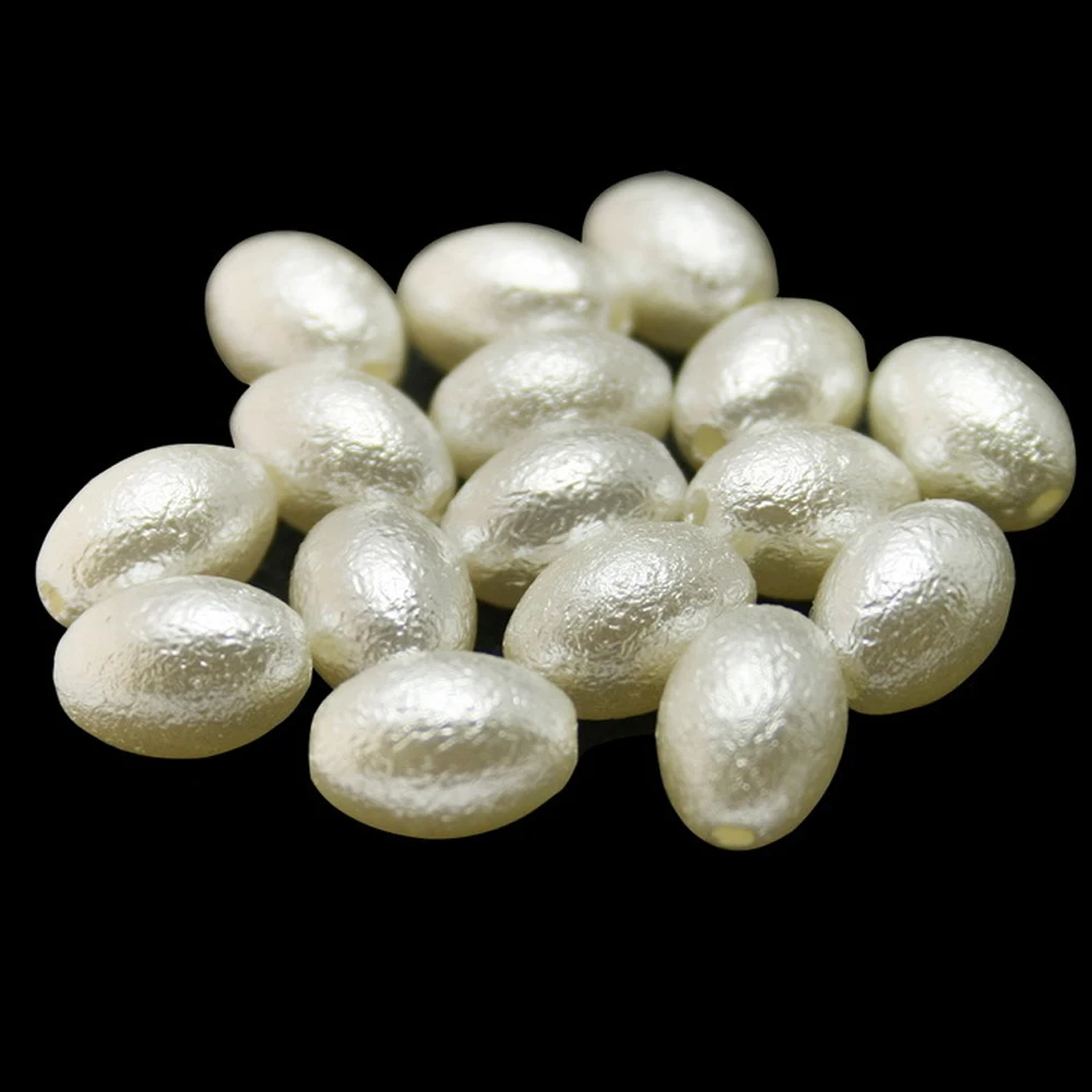 Разноцветные бусины овальной формы из АБС-пластика белые с имитацией жемчуга