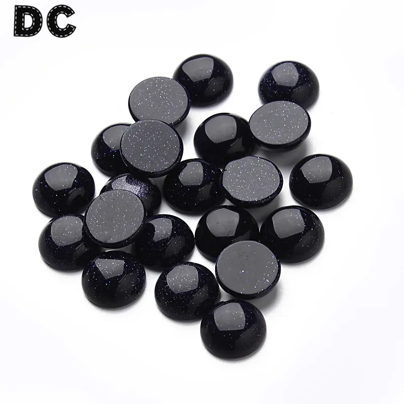 

Бусины из натурального камня черного и синего цвета с кабошоном, 20 шт./лот, 6/8/10/12/14 мм, круглые плоские разделители для рукоделия, фурнитура д...