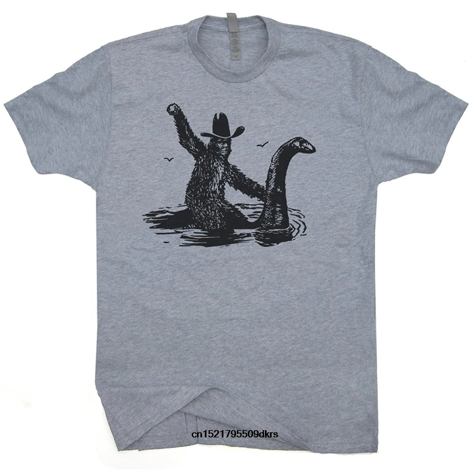Мужская футболка Bigfoot Riding On Nessie Loch Ness с изображением монстра Sasquatch новинка wo men| |