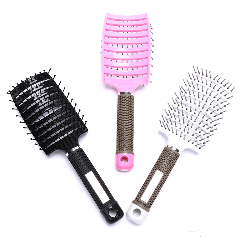

Nylon Detangle Hairbrush Women Hair Scalp Massage Comb Paddle Hair Brush Wet Hair Brush for Hairdressing Salon Black
