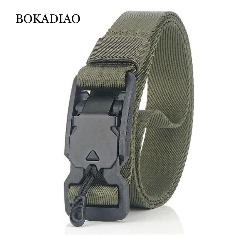 

BOKADIAO Military Army Combat man Canvas Belt Magnetic buckle Tactical Belts For Men Nylon Outdoor Training Waistband male strap