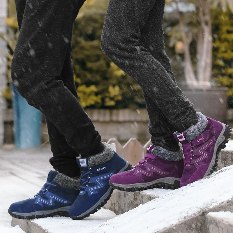 Водонепроницаемые походные ботинки для женщин Нескользящие теплые плюшевые