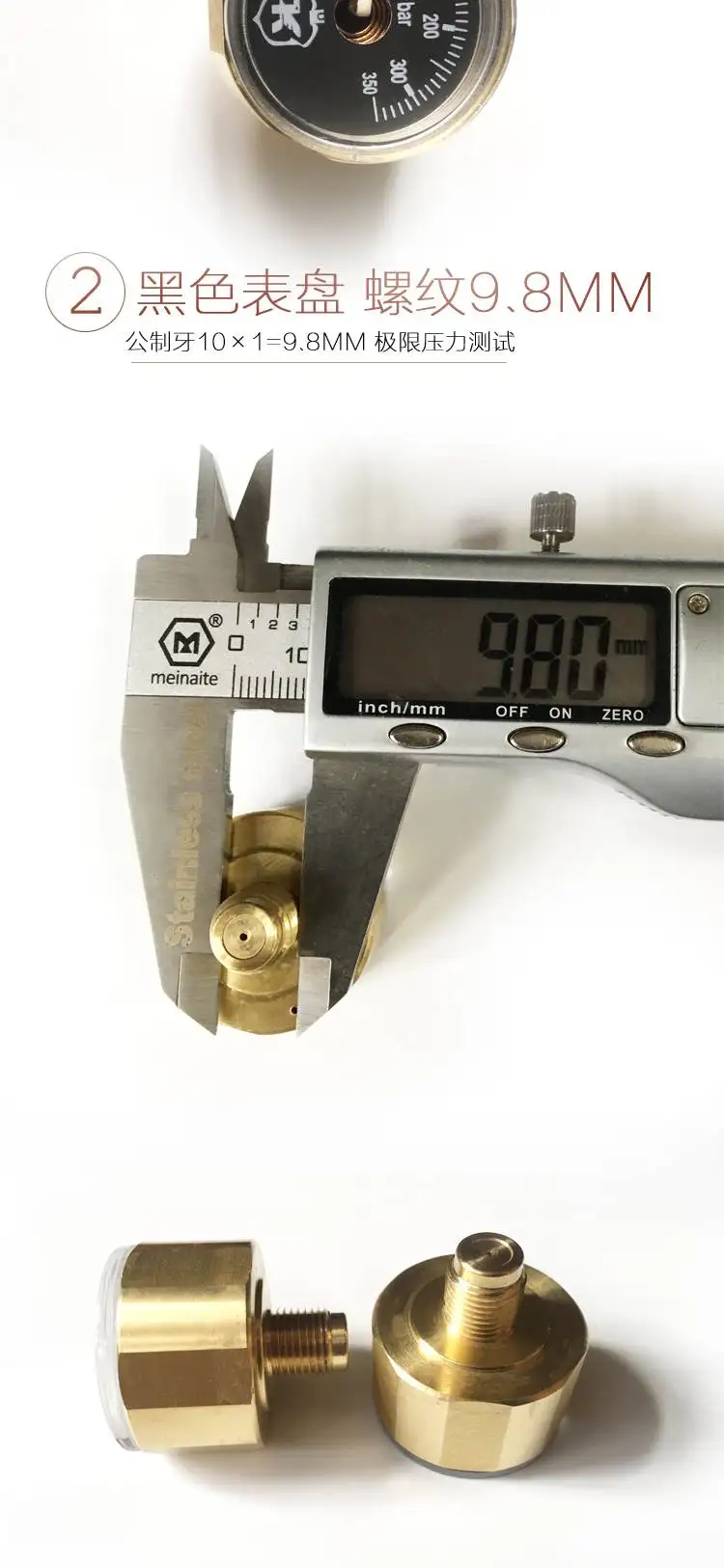 Медный M10* 1 G1/8 дюймов 350bar Мини манометр, ED черный и белый циферблат 28 мм Манометр