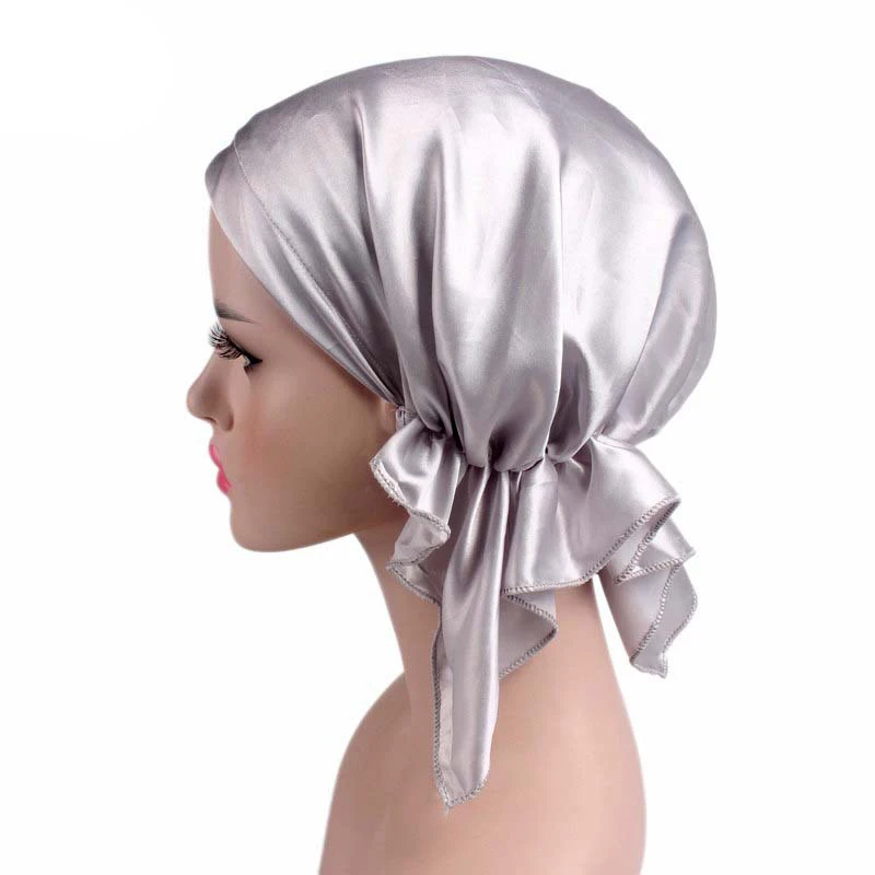 Шапка-тюрбан атласная однотонная с бантом и длинным хвостом | Тематическая