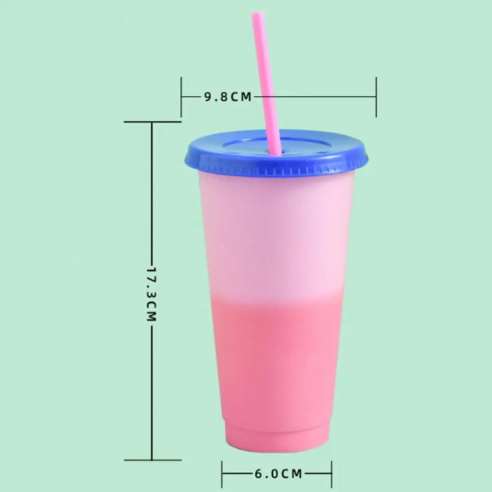 

5Pcs 600-700ml Straw Cup Creative PP Adult Kids Straw Mug for Gifts Temperature Changing Water Cup
