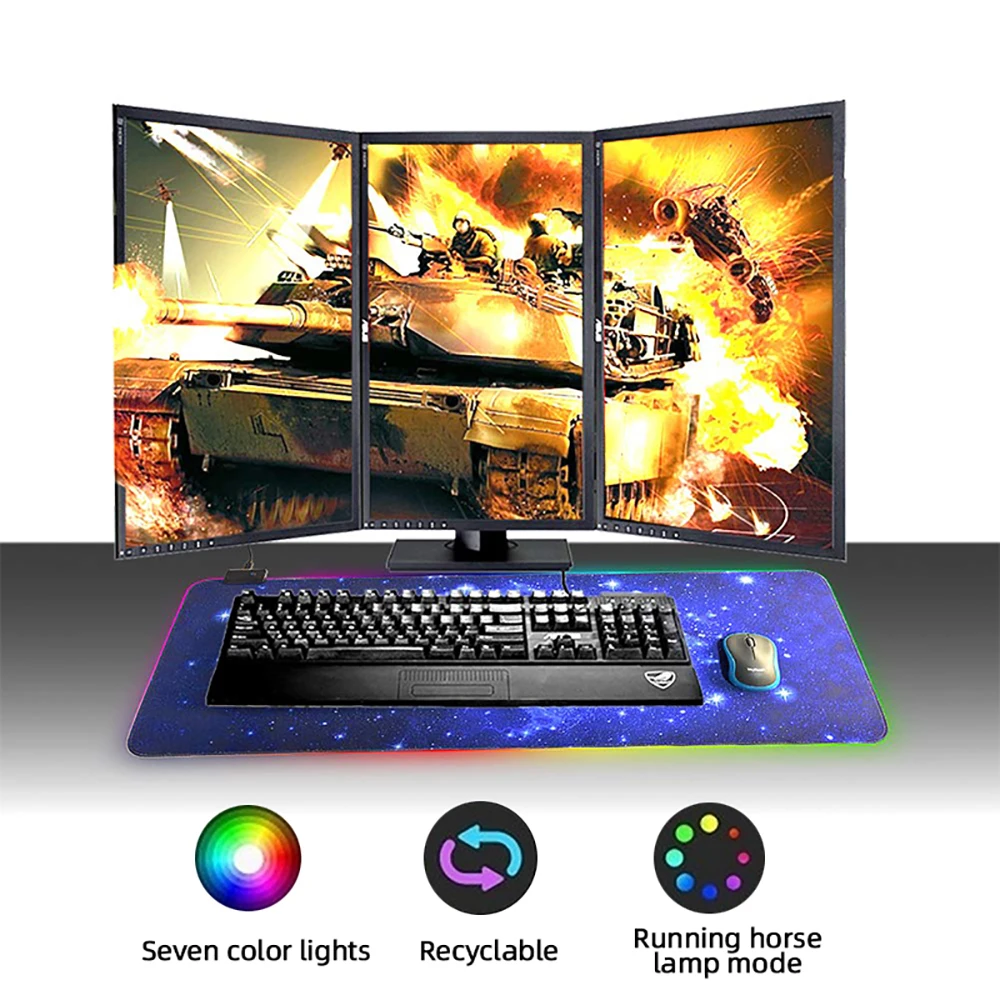 VicTsing игровой коврик для мыши с RGB подсветкой, Красочный светодиодный коврик для мыши, игровой коврик для компьютерной мыши, Мягкий Нескользящий Коврик для мыши, коврик для мыши