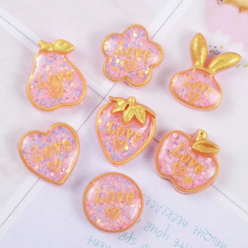 10 шт./лот блестящие конфетти кабошоны из смолы с плоской задней стороной С