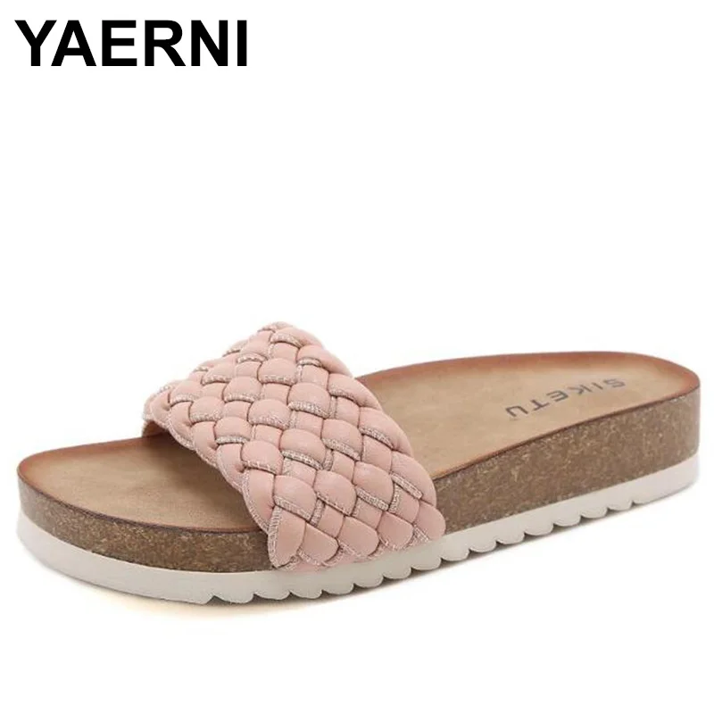 

Шлепанцы YAERNI женские летние, Нескользящие пляжные сандалии на плоской платформе, повседневные пикантные, обувь с деревянной подошвой