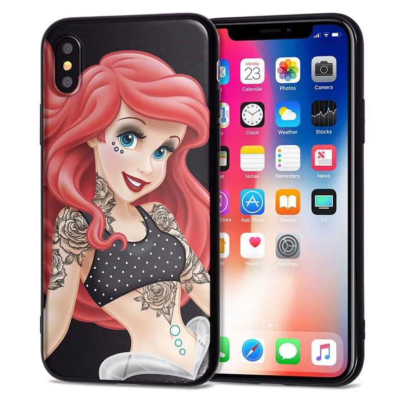 Чехол для iPhone 11 Pro, чехол для iPhone 5, 5S, 6, 6 S, 7, 8 Plus, X, XS, Max, тату, принцесса, чехол для iPhone 7, чехол из мягкого ТПУ для iPhone XR, чехол