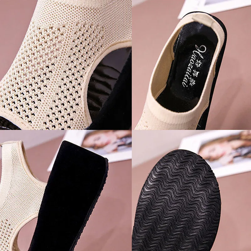 

Height Increase Shoes 6CM Harajuku Style Mesh Casual Hollow Platform Shoes Student Stretch Fabric 2021Summer New Sports Sandaals