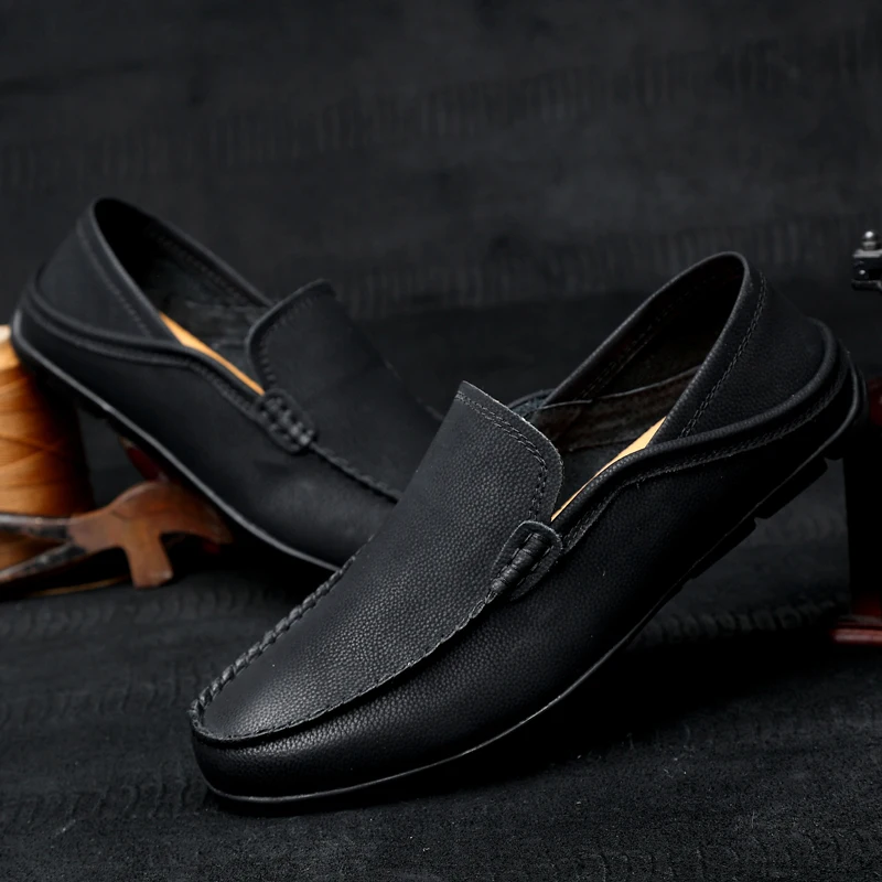 Повседневная обувь из натуральной кожи Мужские дышащие осенние Лоферы без
