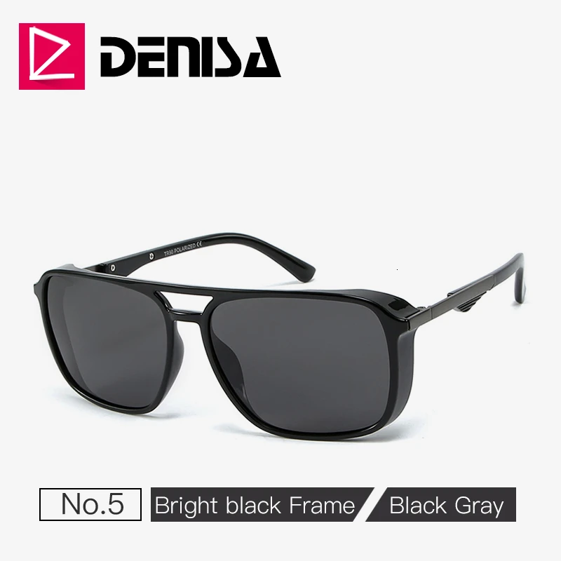 G5 BrightBlack Frame DENISA TR90 рамка Тони Старк солнцезащитные очки для женщин большой площади поляризованных солнцезащитных очков Для мужчин, для вождения, изумляют взгляд, аксессуары для глаз, солнцезащитные очки, UV400 T0046 - Цвет линз: G5 BrightBlack Frame
