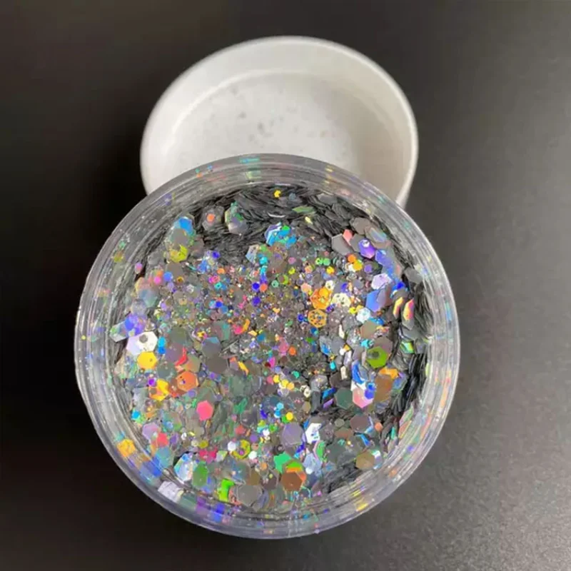 

1 Jar Chunky Laser Glitter Nail Art Mixed Powder Holographic Rainbow Color Sequins Holo Nails Cosmetic Loose Glitter Tips