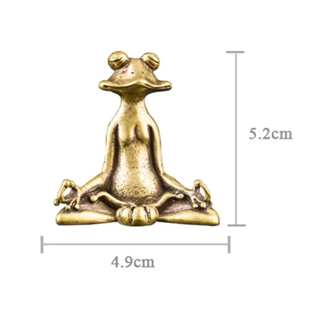 

Retro Brass Meditate Zen Buddhism Frog Statue Small Decoration Copper Desk Pet Animal Home Incense Tea Sculpture Ornament B C9P2
